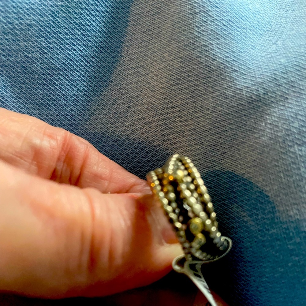 Retired Pandora Entangled 925 Sterling Silver/14K Gold with Diamonds. Size 6.5.